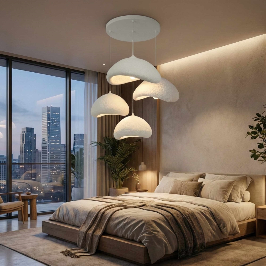 Brilagi - Pendelleuchte an Drahtseil WABI SABI 4xE27/40W/230V Ø 90 cm weiß