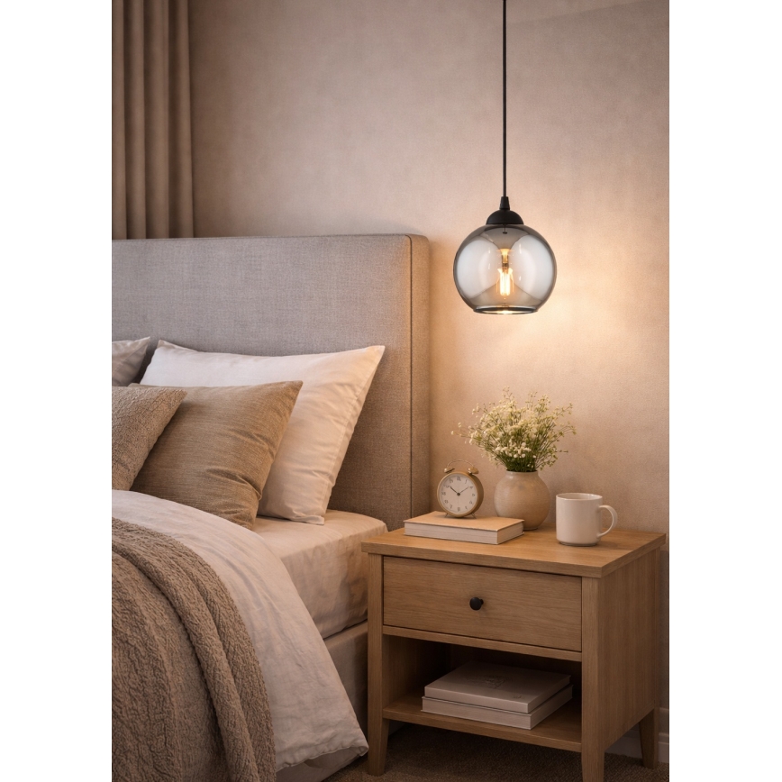 Brilagi - Pendelleuchte an Kabel 1xE27/60W/230V schwarz/rauchgrau