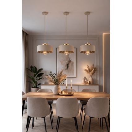 Brilagi - Pendelleuchte an Kabel 1xE27/60W/230V Ø 20 cm beige/gold