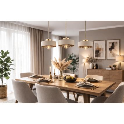 Brilagi - Pendelleuchte an Kabel 1xE27/60W/230V Ø 20 cm beige/gold