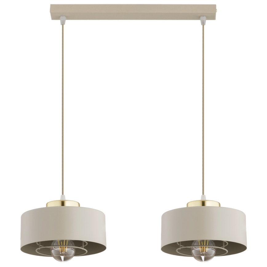 Brilagi - Pendelleuchte an Kabel 2xE27/60W/230V beige/gold