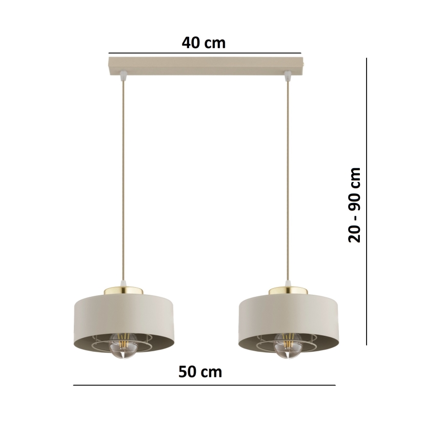 Brilagi - Pendelleuchte an Kabel 2xE27/60W/230V beige/gold