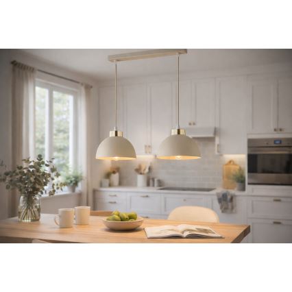 Brilagi - Pendelleuchte an Kabel 2xE27/60W/230V beige/gold