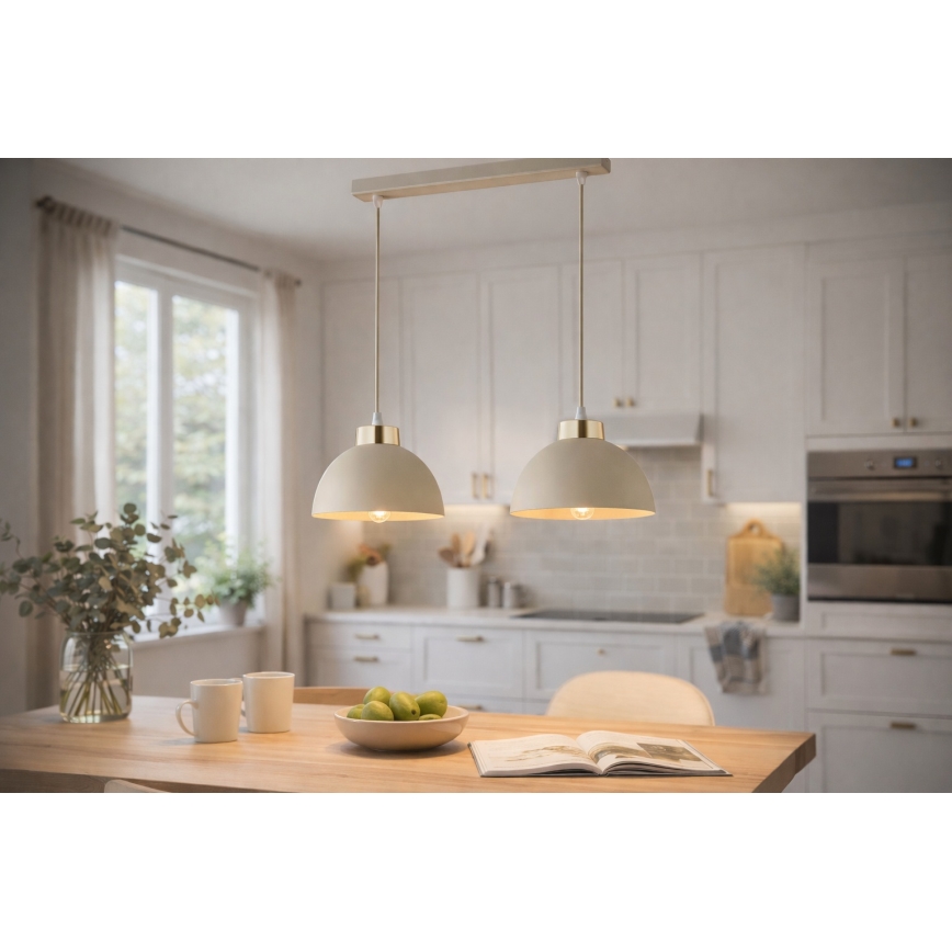 Brilagi - Pendelleuchte an Kabel 2xE27/60W/230V beige/gold