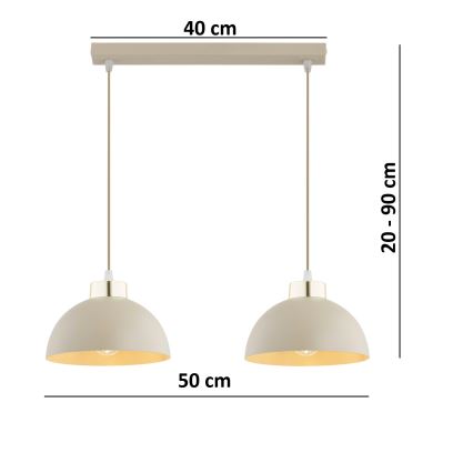 Brilagi - Pendelleuchte an Kabel 2xE27/60W/230V beige/gold