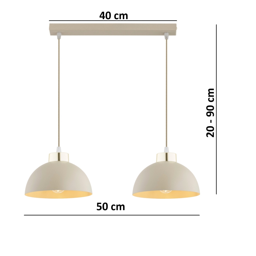 Brilagi - Pendelleuchte an Kabel 2xE27/60W/230V beige/gold