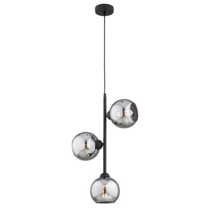 Brilagi - Pendelleuchte an Kabel 3xE27/60W/230V schwarz/rauchgrau