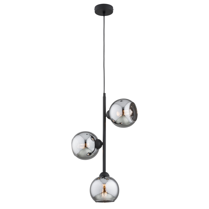 Brilagi - Pendelleuchte an Kabel 3xE27/60W/230V schwarz/rauchgrau