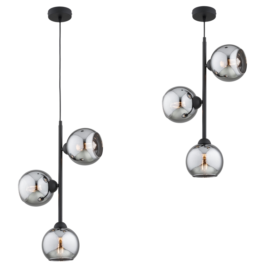 Brilagi - Pendelleuchte an Kabel 3xE27/60W/230V schwarz/rauchgrau