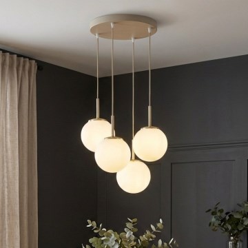 Brilagi - Pendelleuchte an Kabel 4xE27/60W/230V beige/gold