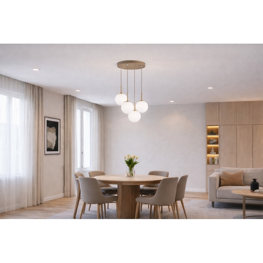 Brilagi - Pendelleuchte an Kabel 4xE27/60W/230V beige/gold