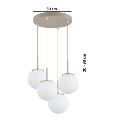 Brilagi - Pendelleuchte an Kabel 4xE27/60W/230V beige/gold