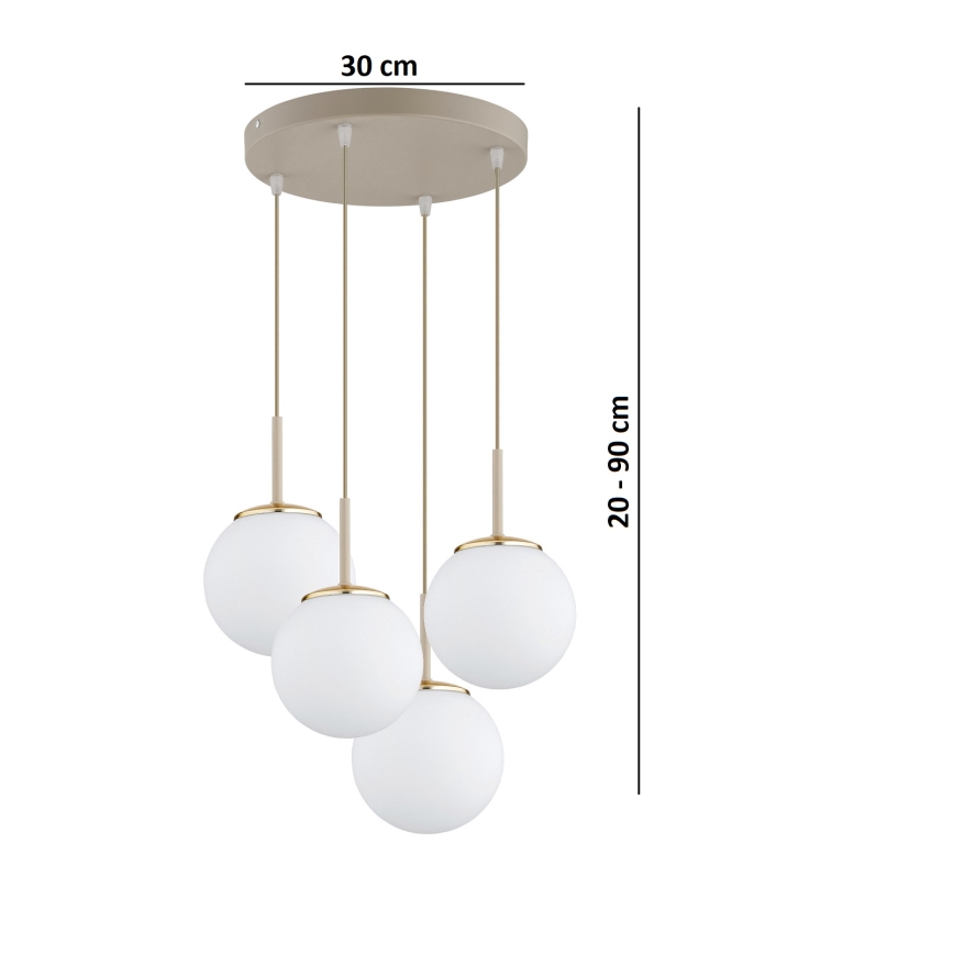 Brilagi - Pendelleuchte an Kabel 4xE27/60W/230V beige/gold