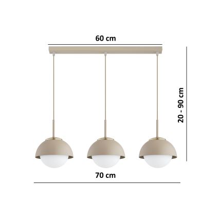 Brilagi - Pendelleuchte an Kabel COSMO 3xE27/60W/230V beige/gold