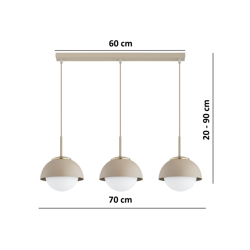 Brilagi - Pendelleuchte an Kabel COSMO 3xE27/60W/230V beige/gold