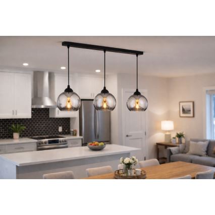 Brilagi - Pendelleuchte an Kabel DIOR 3xE27/60W/230V schwarz/rauchgrau