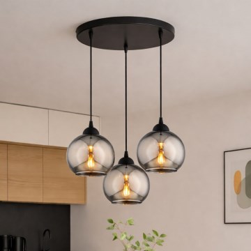 Brilagi - Pendelleuchte an Kabel DIOR 3xE27/60W/230V schwarz/rauchgrau