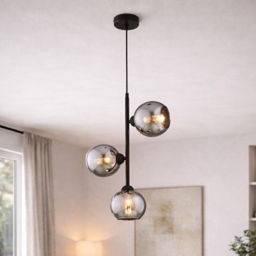 Brilagi - Pendelleuchte an Kabel DIOR 3xE27/60W/230V schwarz/rauchgrau