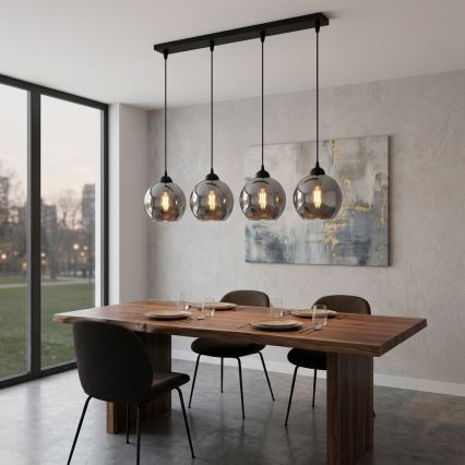 Brilagi - Pendelleuchte an Kabel DIOR 4xE27/60W/230V schwarz/rauchgrau