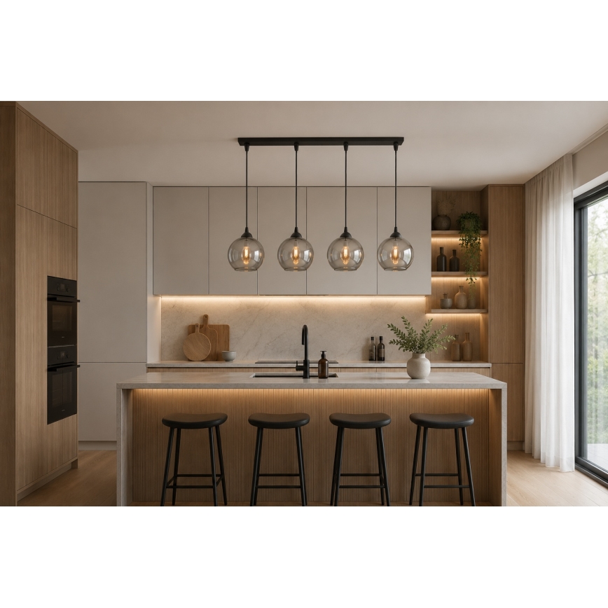 Brilagi - Pendelleuchte an Kabel DIOR 4xE27/60W/230V schwarz/rauchgrau