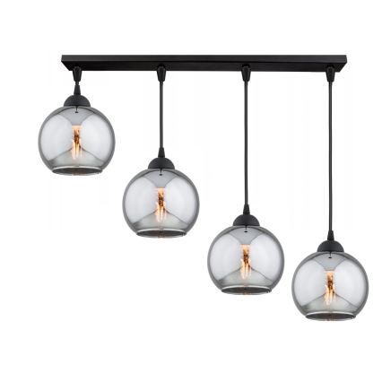 Brilagi - Pendelleuchte an Kabel DIOR 4xE27/60W/230V schwarz/rauchgrau
