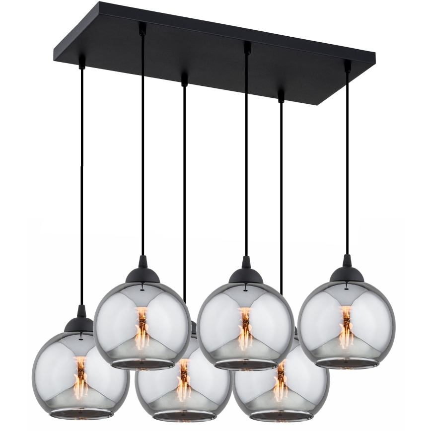 Brilagi - Pendelleuchte an Kabel DIOR 6xE27/60W/230V schwarz/rauchgrau
