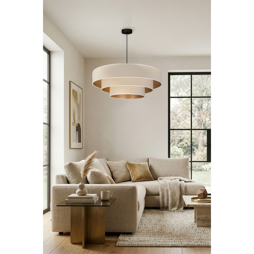 Brilagi - Pendelleuchte an Kabel LUNETA 3xE27/60W/230V Ø 80 cm creme/gold