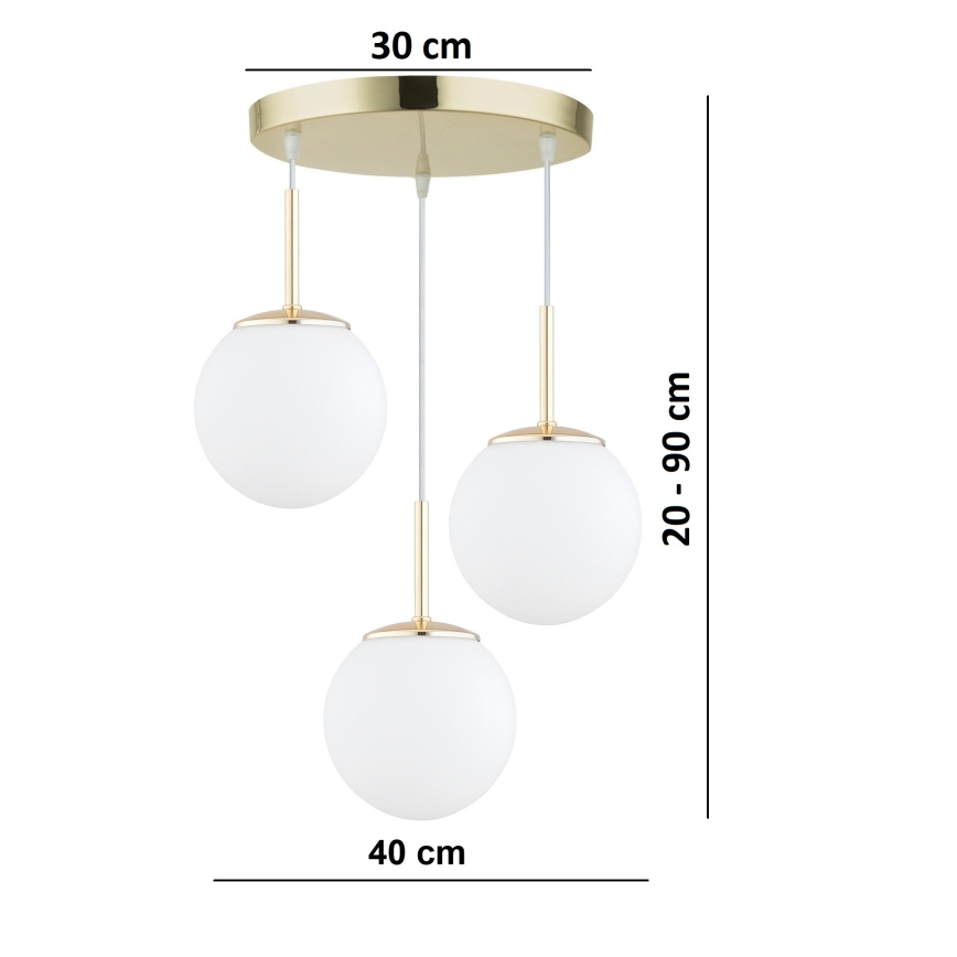 Brilagi - Pendelleuchte an Kabel MILO 3xE27/60W/230V goldfarben