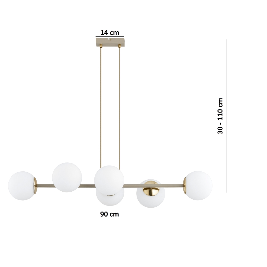 Brilagi - Pendelleuchte an Kabel MILO ECRU 6xE27/60W/230V beige/gold