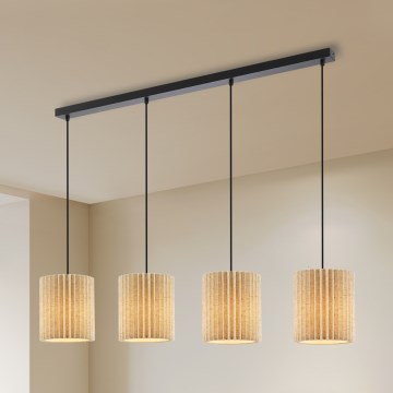 Brilagi - Pendelleuchte an Kabel NORDIC WAVE 4xE27/15W/230V Leinen/Schwarz
