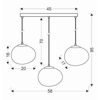 BRILAGI - Pendelleuchte an Kabel PEBBLES 3xE27/40W/230V schwarz
