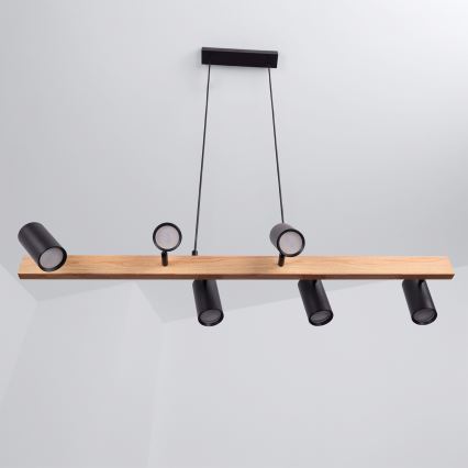 Brilagi - Pendelleuchte an Kabel SELE 6xGU10/30W/230V schwarz/Eiche-Dekor