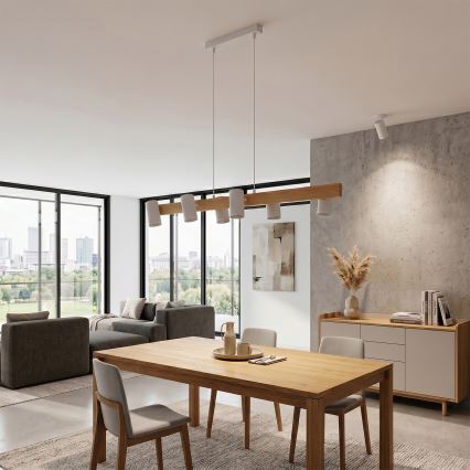 Brilagi - Pendelleuchte an Kabel SELE 6xGU10/30W/230V weiß/Eiche-Dekor