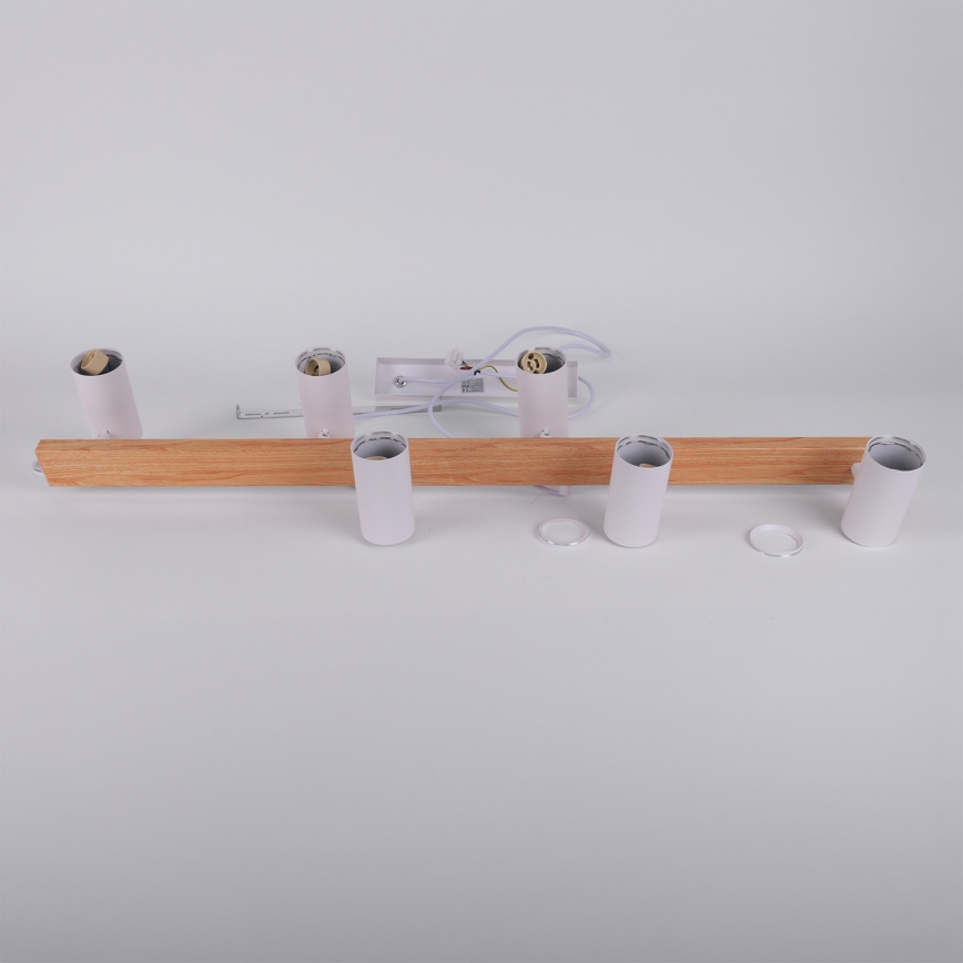 Brilagi - Pendelleuchte an Kabel SELE 6xGU10/30W/230V weiß/Eiche-Dekor