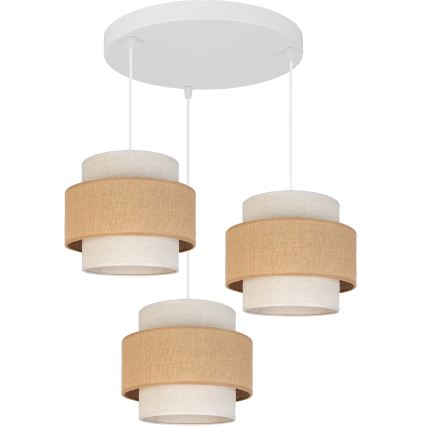 Brilagi - Pendelleuchte an Kabel SPACE 3xE27/60W/230V Ø 40 cm Beige/Creme