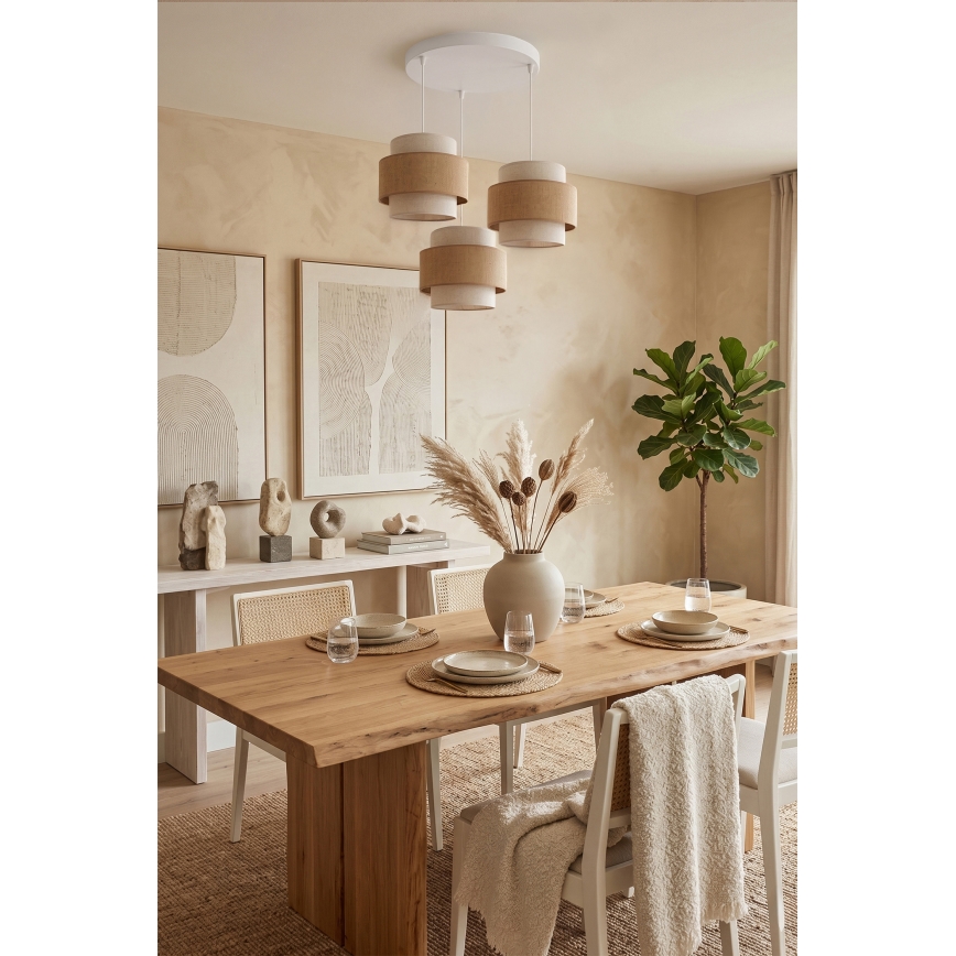 Brilagi - Pendelleuchte an Kabel SPACE 3xE27/60W/230V Ø 40 cm Beige/Creme