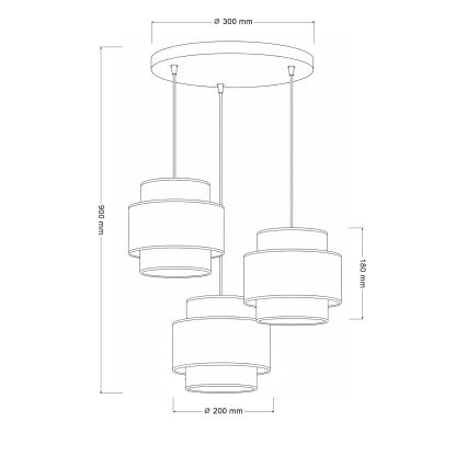 Brilagi - Pendelleuchte an Kabel SPACE 3xE27/60W/230V Ø 40 cm Beige/Creme