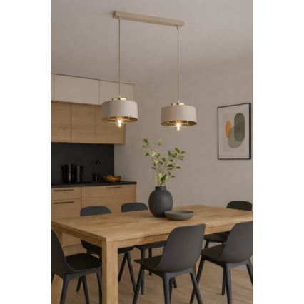 Brilagi - Pendelleuchte an Kabel SPRING 2xE27/60W/230V beige/gold