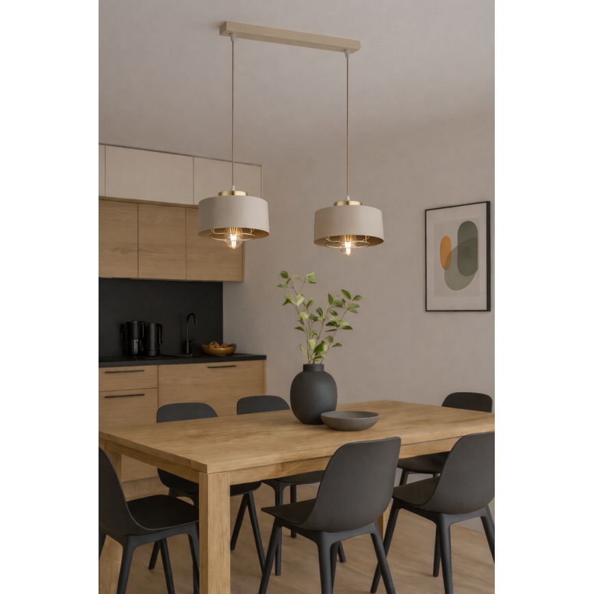 Brilagi - Pendelleuchte an Kabel SPRING 2xE27/60W/230V beige/gold