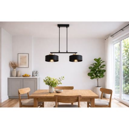 Brilagi - Pendelleuchte an Kabel SPRING 2xE27/60W/230V schwarz/gold