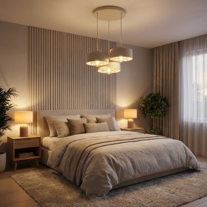 Brilagi - Pendelleuchte an Kabel SPRING 3xE27/60W/230V beige/gold