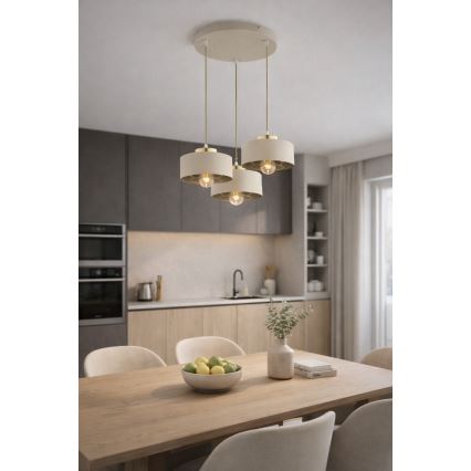 Brilagi - Pendelleuchte an Kabel SPRING 3xE27/60W/230V beige/gold