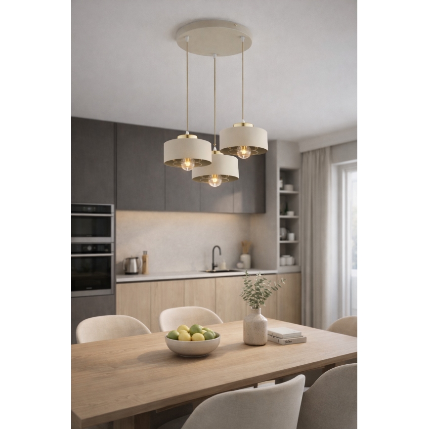 Brilagi - Pendelleuchte an Kabel SPRING 3xE27/60W/230V beige/gold