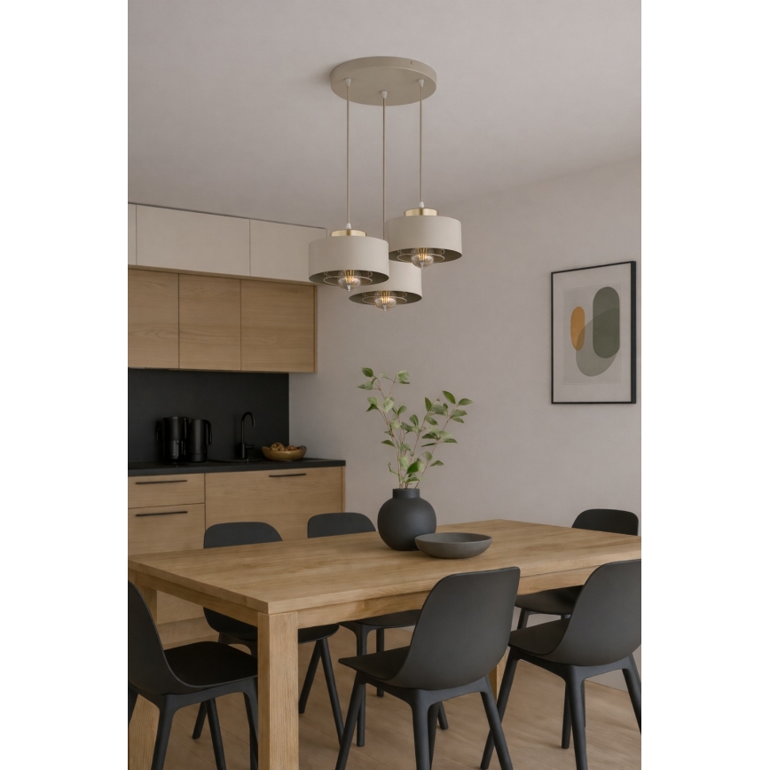 Brilagi - Pendelleuchte an Kabel SPRING 3xE27/60W/230V beige/gold