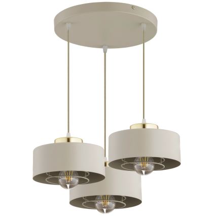 Brilagi - Pendelleuchte an Kabel SPRING 3xE27/60W/230V beige/gold