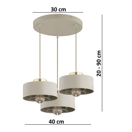 Brilagi - Pendelleuchte an Kabel SPRING 3xE27/60W/230V beige/gold