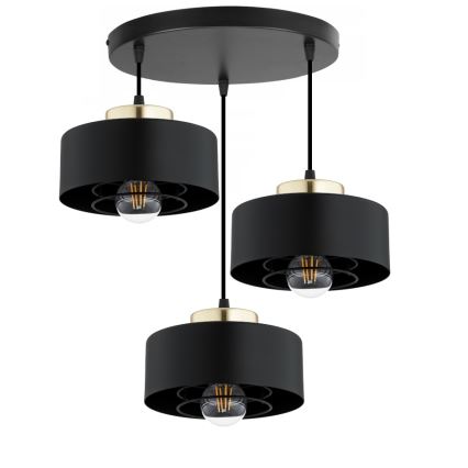Brilagi - Pendelleuchte an Kabel SPRING 3xE27/60W/230V schwarz/gold