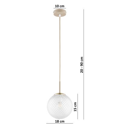 Brilagi - Pendelleuchte an Kabel STELLA 1xE27/60W/230V Ø 18 cm beige/gold