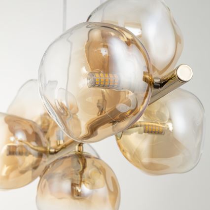 Brilagi - Pendelleuchte an Kabel VULCANO 7xG9/8W/230V goldfarben/rauchbeige