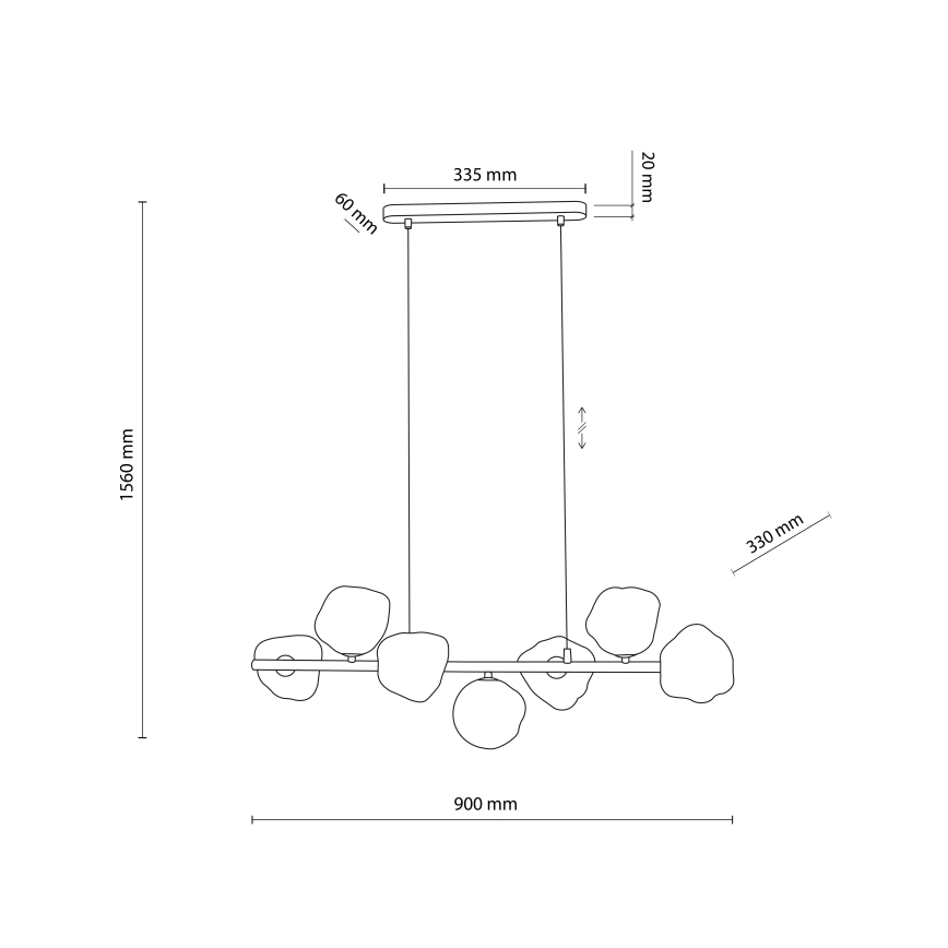 Brilagi - Pendelleuchte an Kabel VULCANO 7xG9/8W/230V goldfarben/rauchbeige
